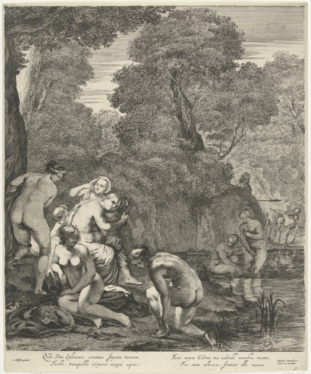 Diana en haar nimfen ontdekt door Actaeon door Dancker Danckerts
