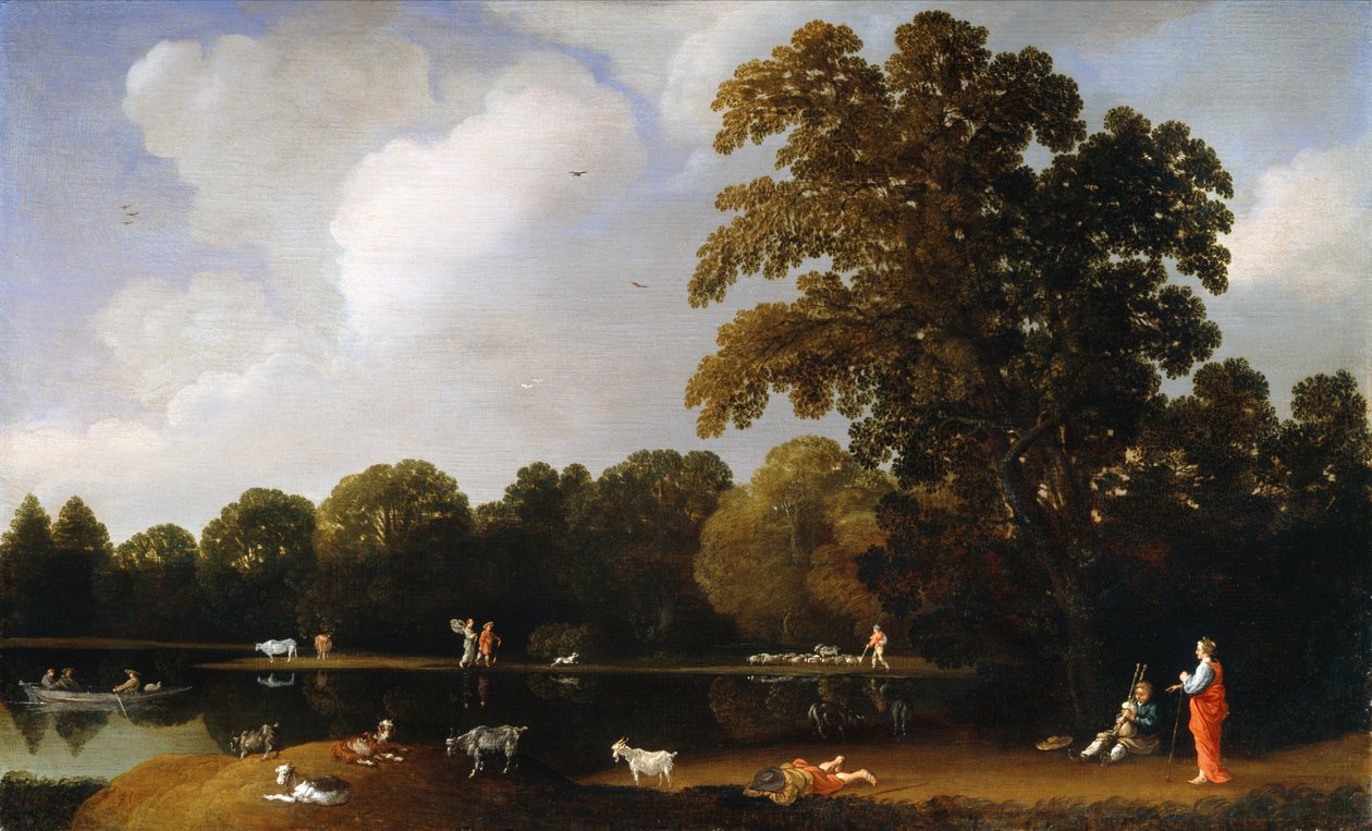 Een rivierlandschap met Apollo en Marsyas door Daniel Cletcher