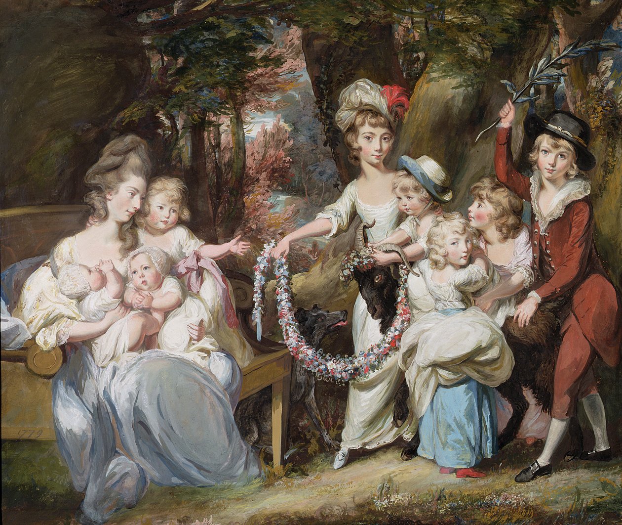 Mevrouw Justinian Casamajor en acht van haar kinderen, 1779 door Daniel Gardner