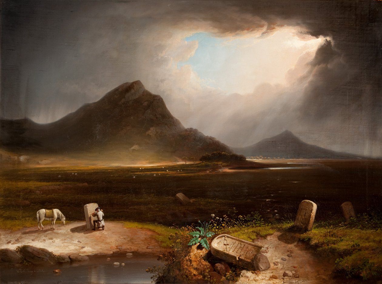 Uitgestrekt landschap met steenhouwer door Daniel M. Mackenzie