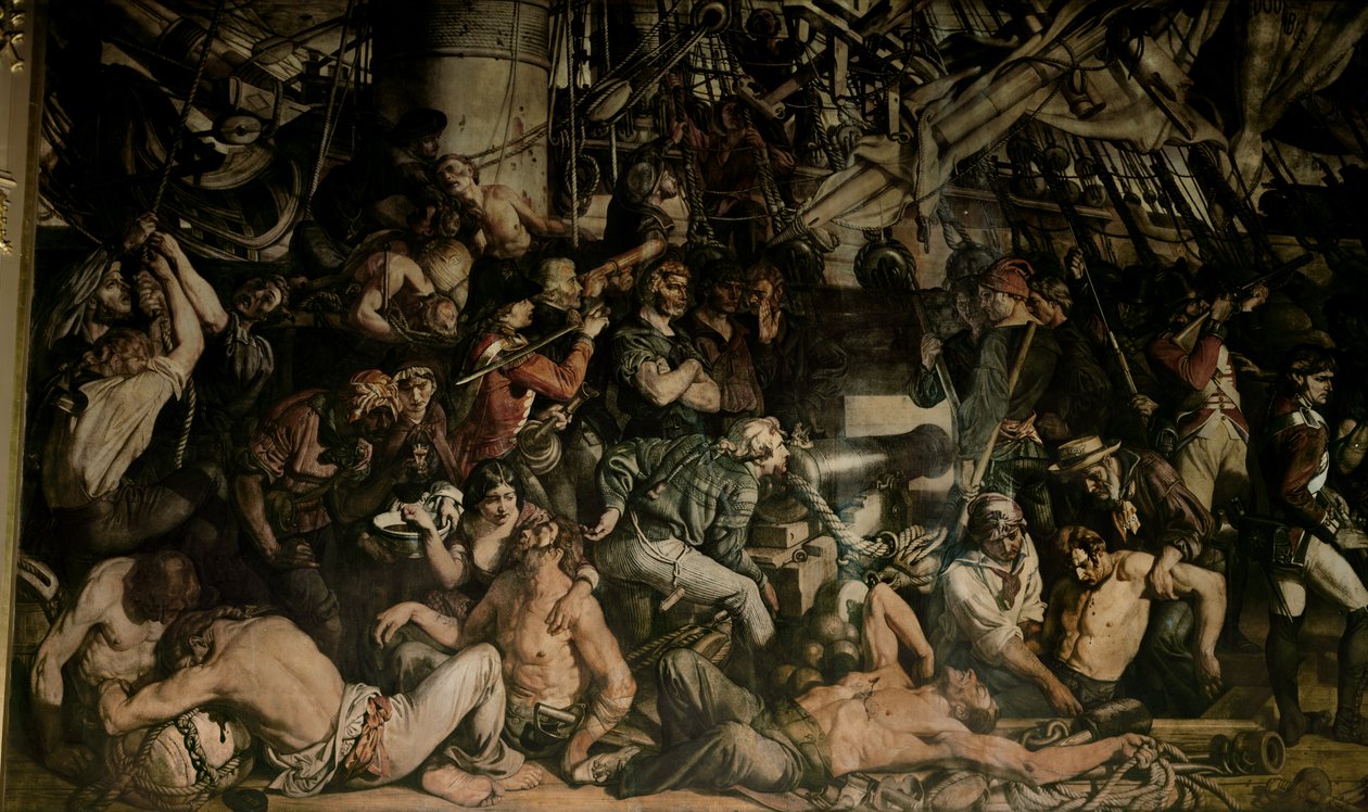 De dood van Nelson, detail van het benedendek van de Victory door Daniel Maclise
