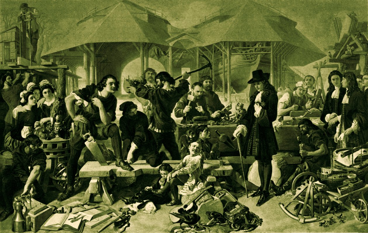 Peter de Grote in de scheepswerf van Deptford door Daniel 1806 70 Maclise