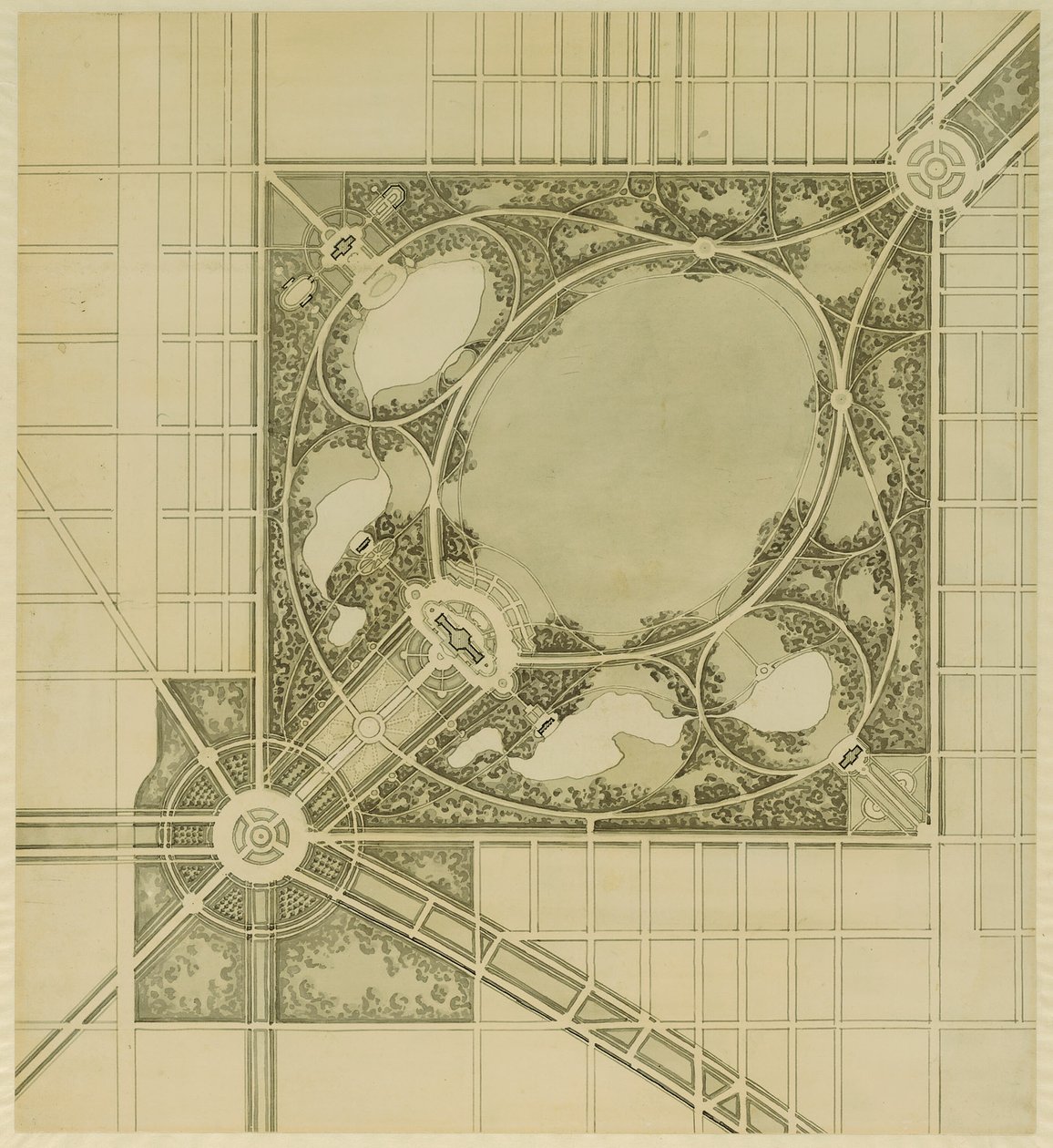 Plan van Chicago, Plaat 62, Plan van een voorgesteld park, 1909 door Daniel Burnham