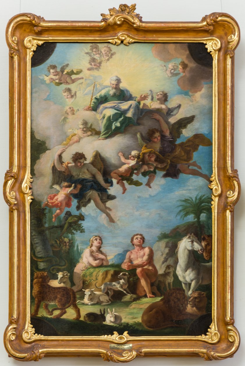 Het paradijs (schets voor een plafondschildering in de basiliek van Sonntagberg, Neder-Oostenrijk) door Daniel Gran