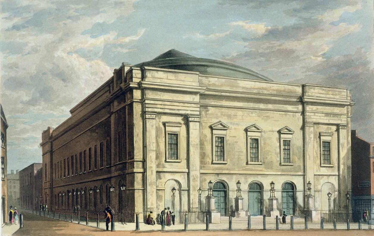 Theatre Royal, Drury Lane, in Londen, ontworpen door Benjamin Wyatt in 1812 door Daniel Havell