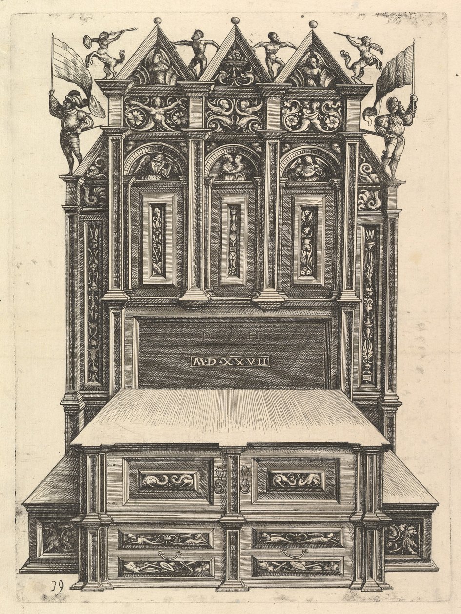 Ontwerp voor een bed, 1527 door Daniel Hopfer