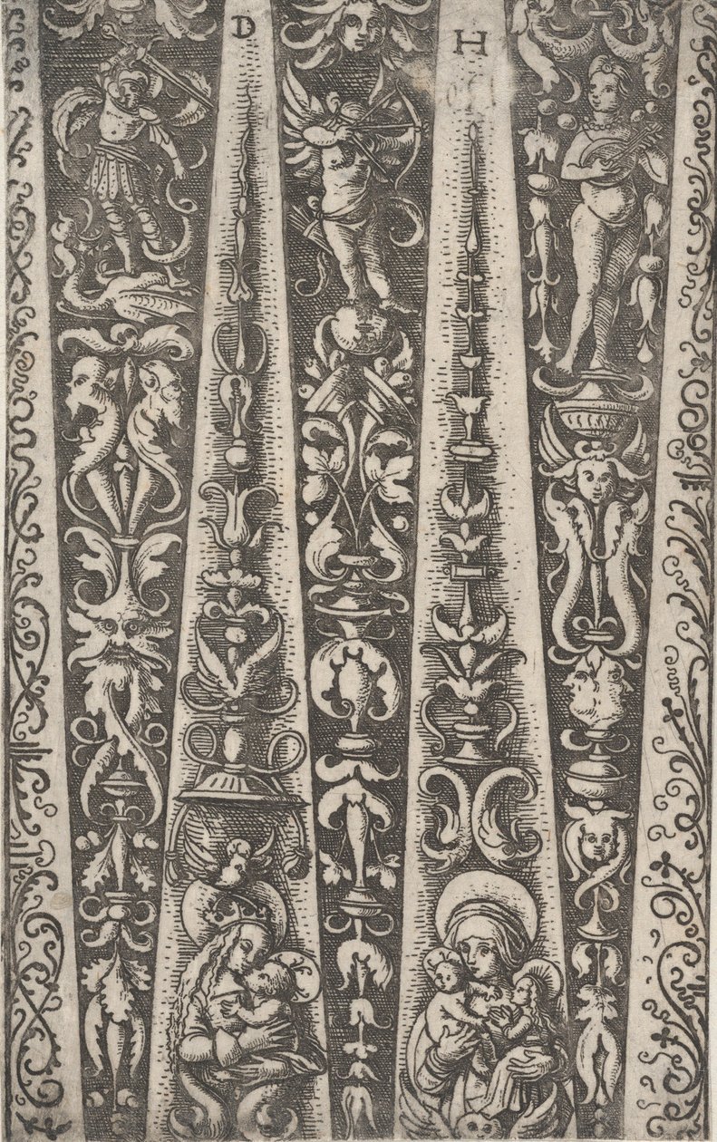 Ontwerp voor de kanalen van gegroefde pantsering, ca. 1515 door Daniel Hopfer