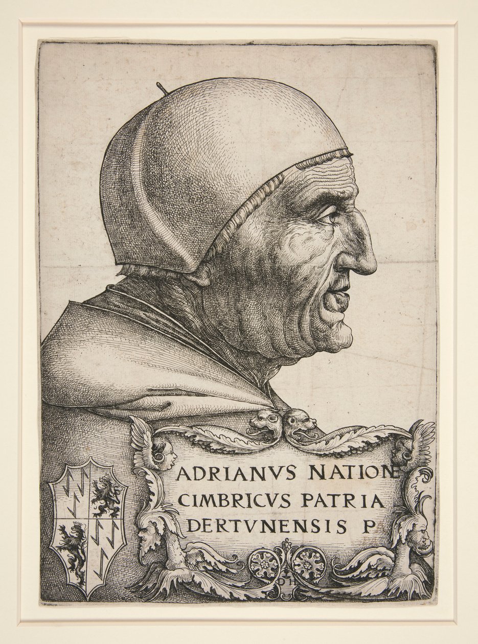 Portret van Adrianus VI (Hadrianus VI, Paus 1522-1523) door Daniel Hopfer