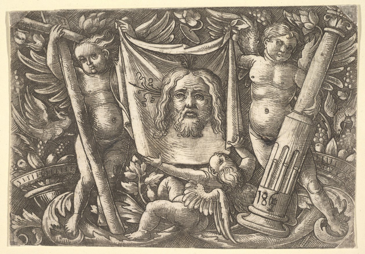 Het Sudarium Gehouden door Twee Engelen, ca. 1515 door Daniel Hopfer