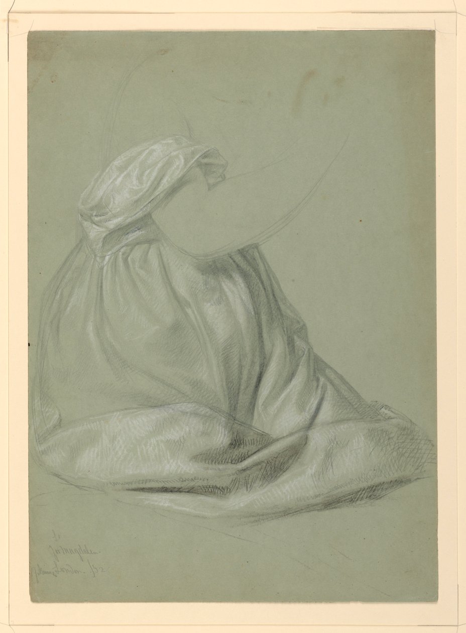 Draperiestudie voor "Een Magdalena" door Daniel Huntington