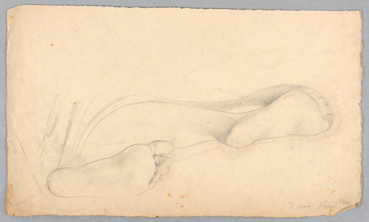 Tekening, onderkant van een paar voeten, 1840 door Daniel Huntington