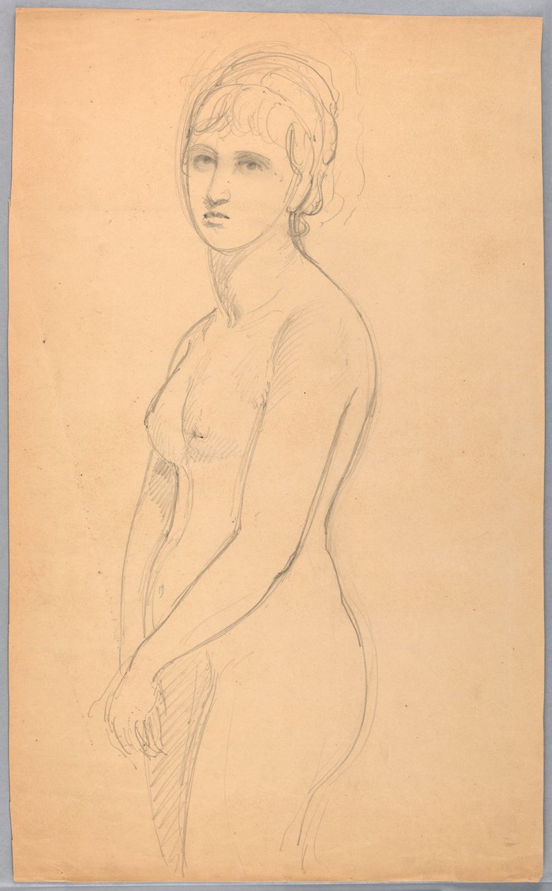 Tekening, staand vrouwelijk naakt, 1860-70 door Daniel Huntington