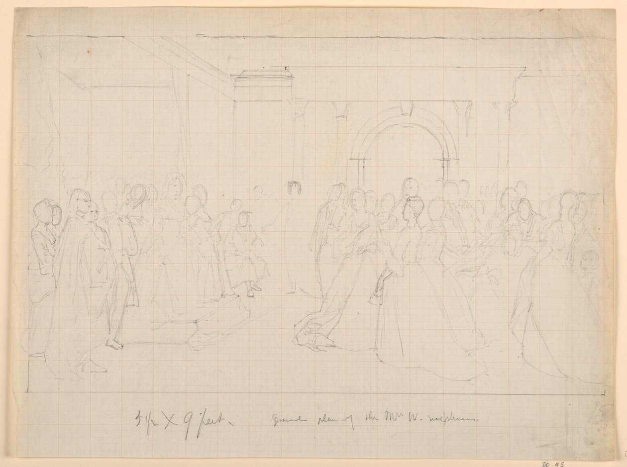 Tekening, Algemeen plan voor Martha Washington-receptie, 1860 door Daniel Huntington