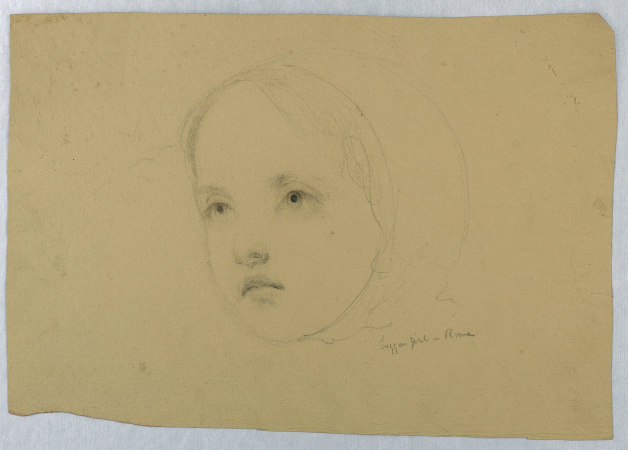 Tekening, Hoofd van een kind, 1843 door Daniel Huntington