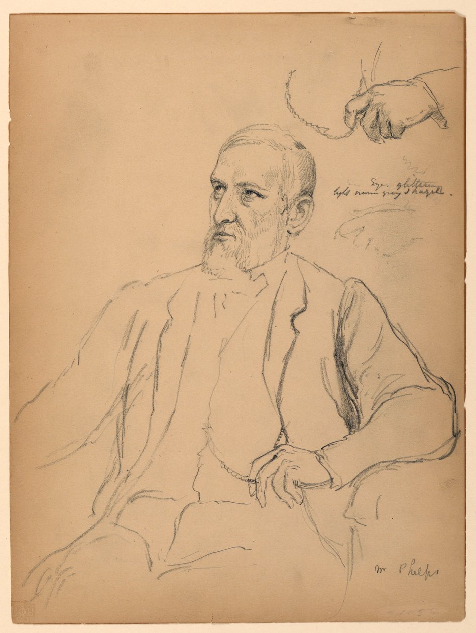 Tekening, John Jay Phelps zittend, S, 1863 door Daniel Huntington