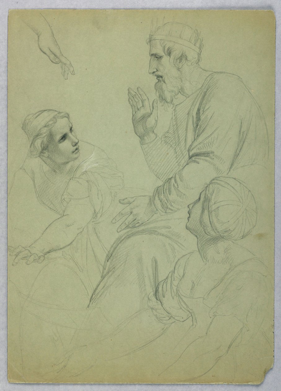 Tekening, Koning en twee vrouwen, Gescheiden, ca. 1845 door Daniel Huntington