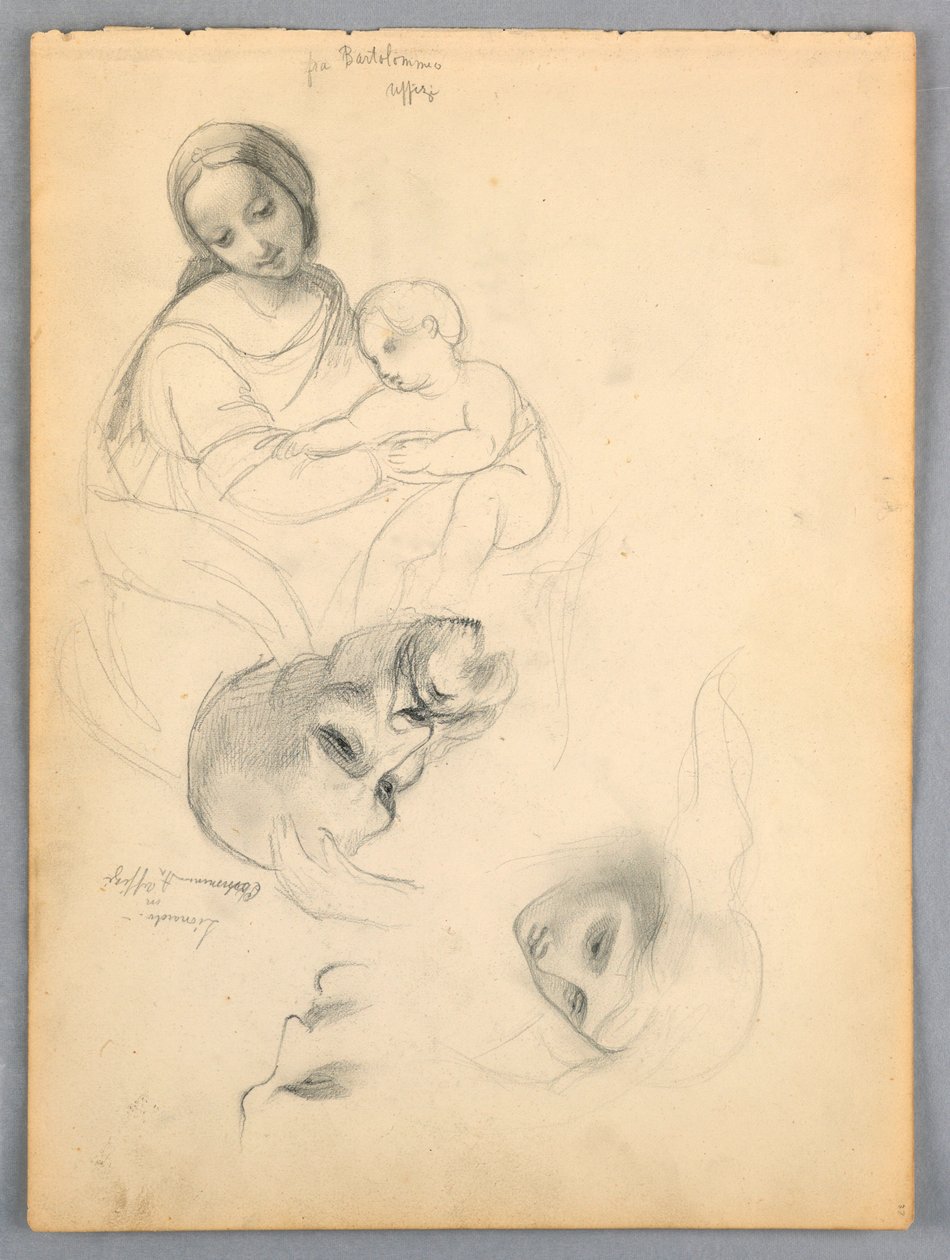 Tekening, Madonna met kind naar F, oktober 1844 door Daniel Huntington