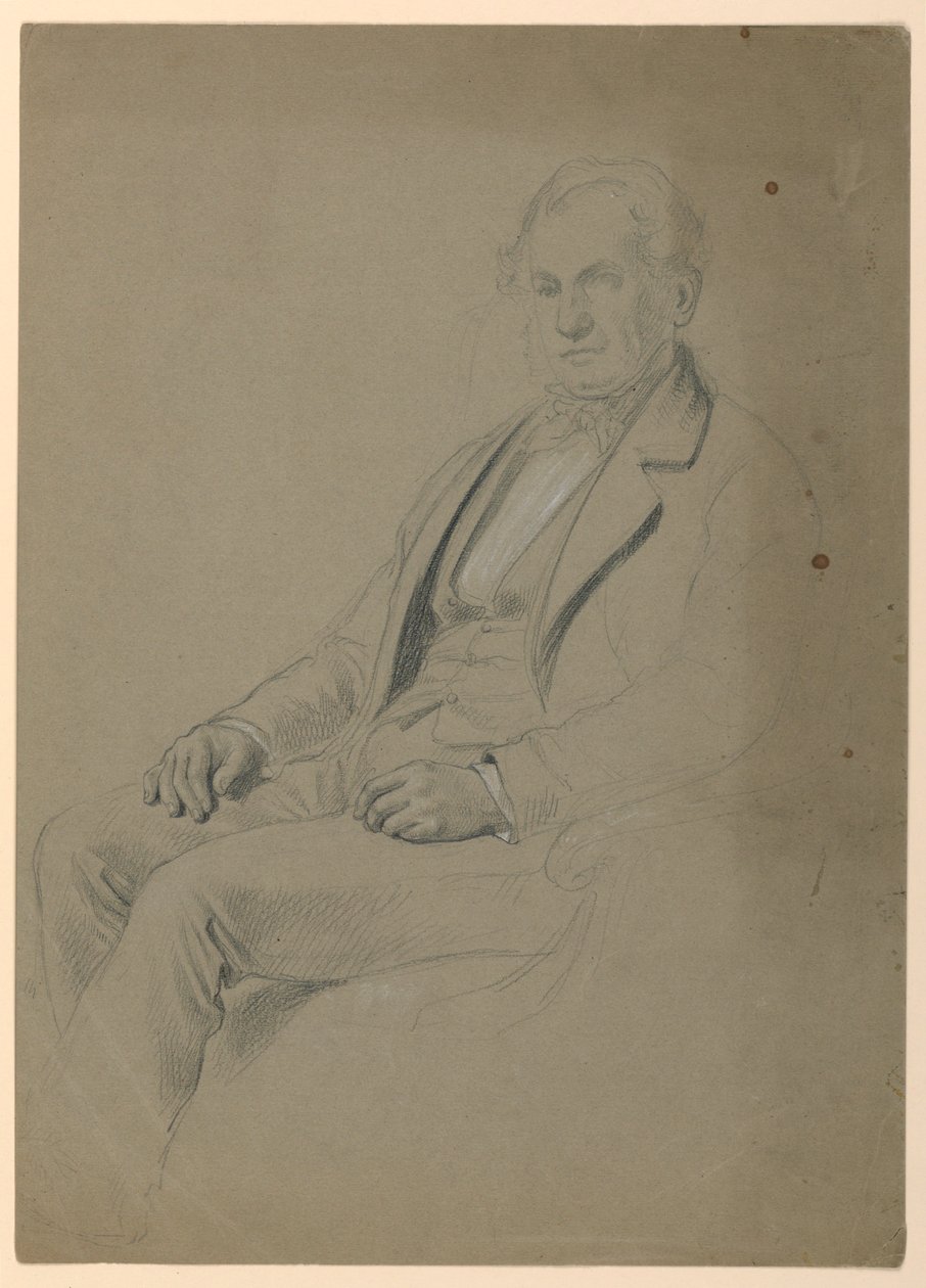Tekening, Zittende man, 1860 door Daniel Huntington
