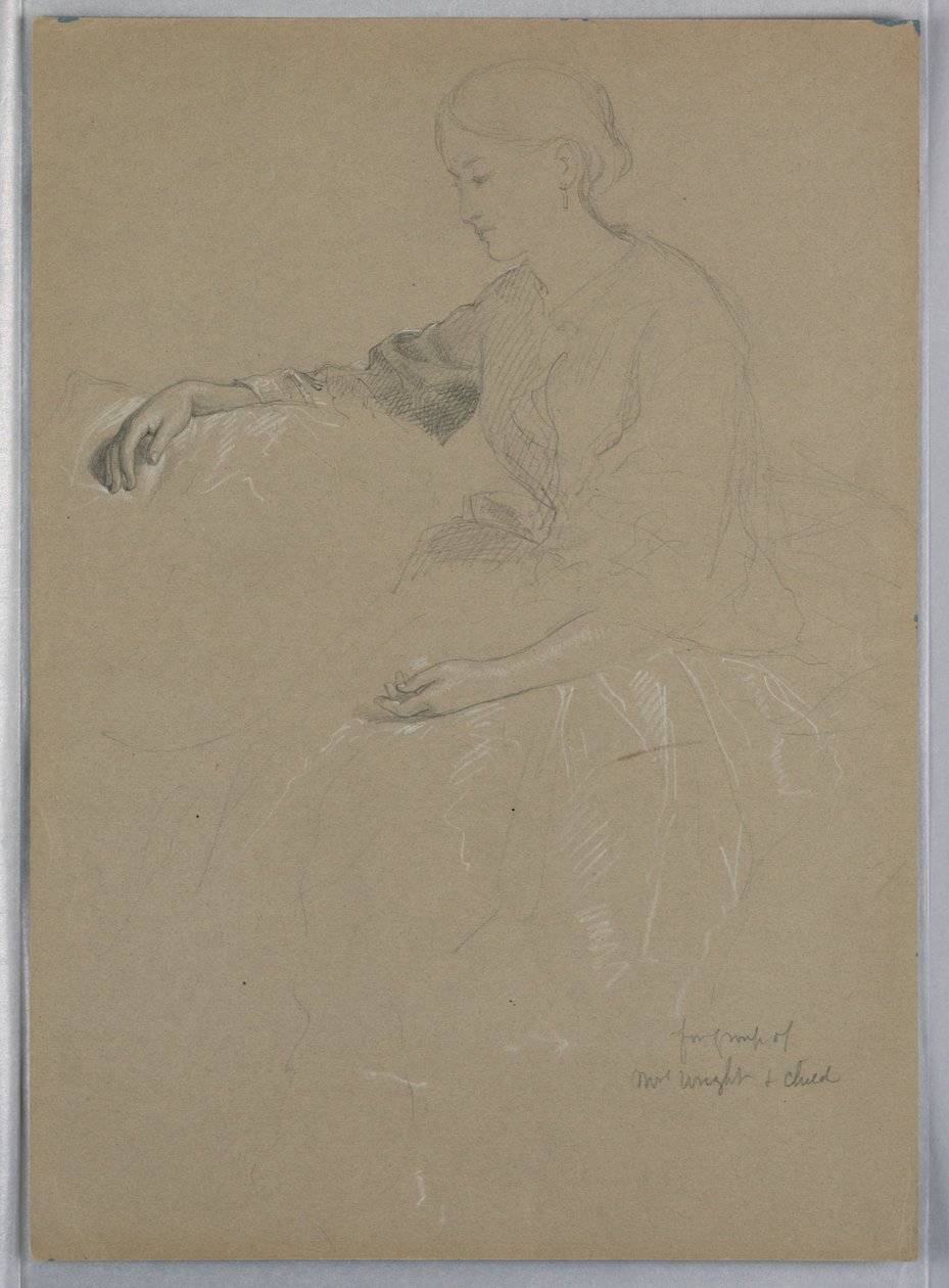 Tekening, Mrs. William Wright en kind, 1857 door Daniel Huntington