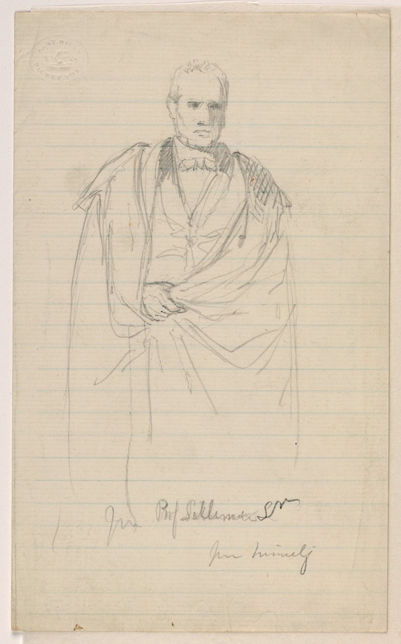Tekening, Prof. Benjamin Silliman, Sr. Staand; Links: Prof. Benjamin Silliman, Sr. Zittend, 1858 door Daniel Huntington