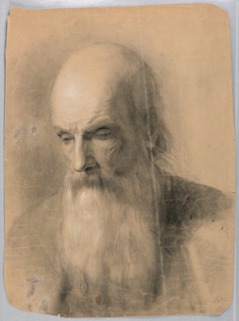 Tekening, Studie voor "Een les in Ch, 1863 door Daniel Huntington