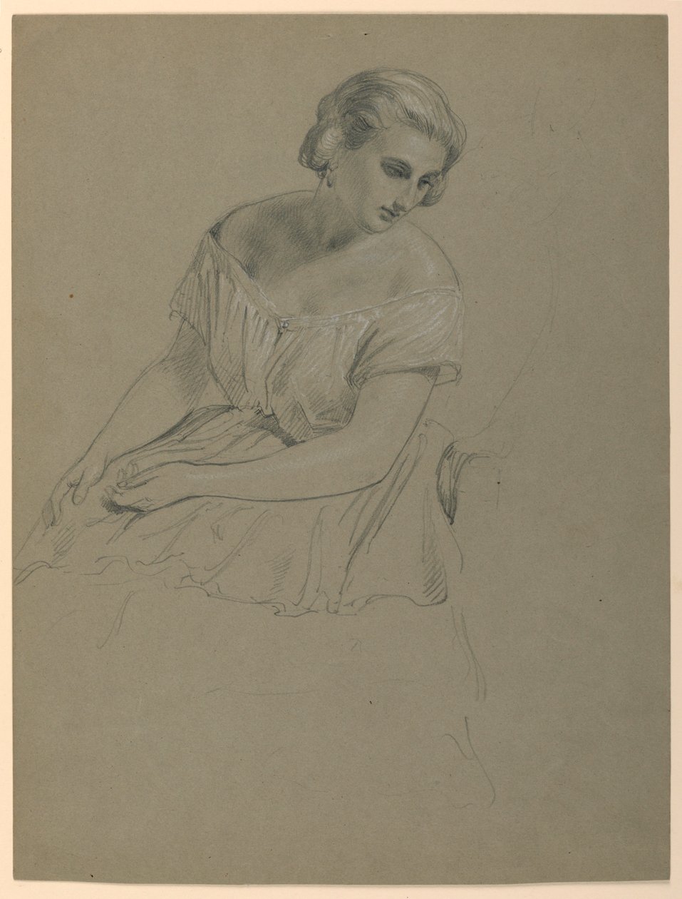Tekening, Studie voor "Martha Washington Receptie", 1860 door Daniel Huntington