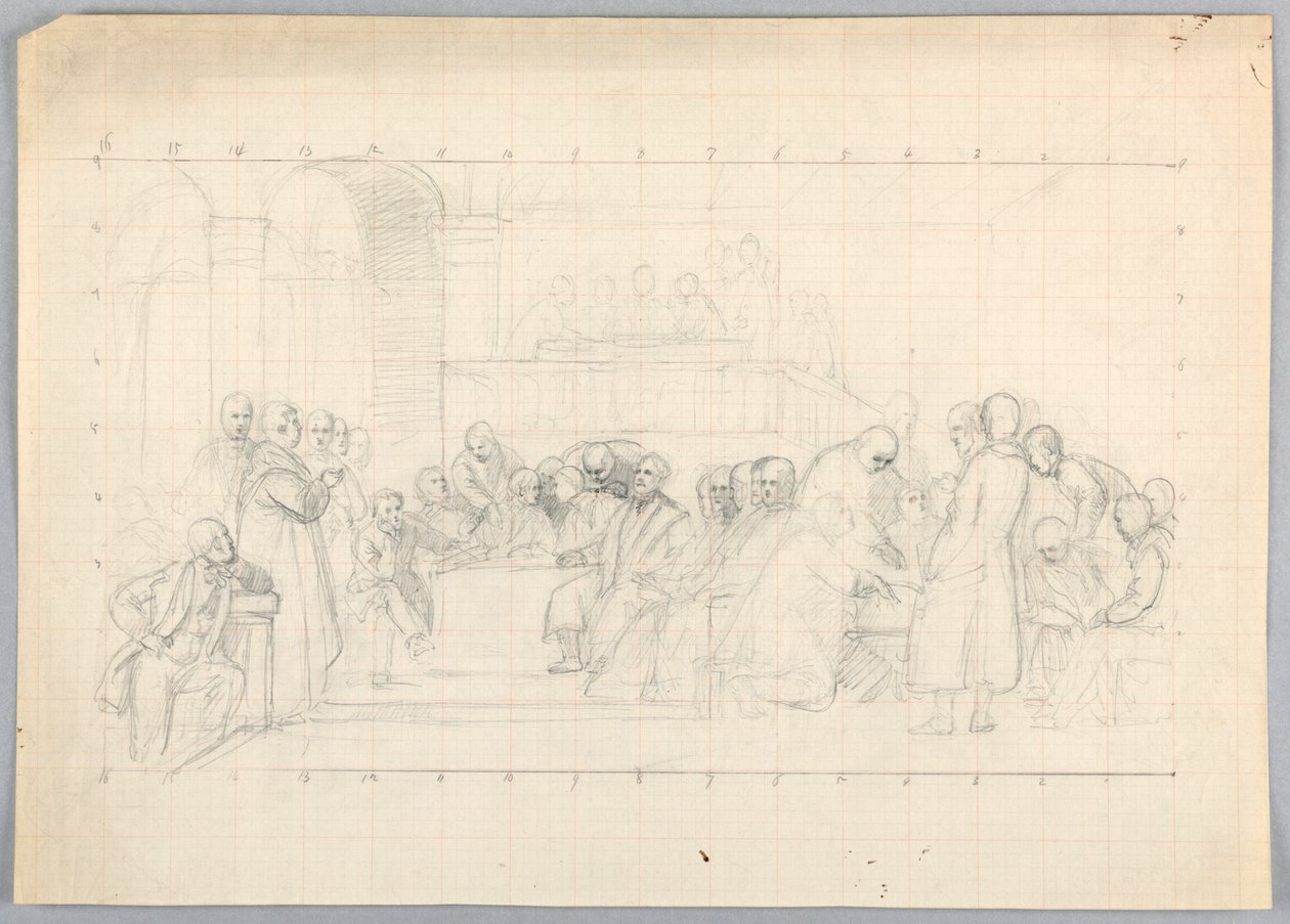 Tekening, Studie voor "Wetenschappelijke Groep", 1858 door Daniel Huntington