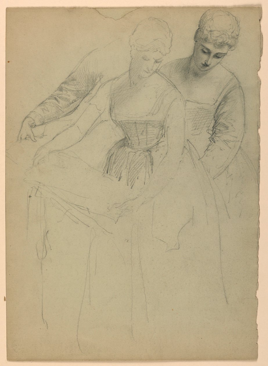Tekening, Staande vrouw, Apart, 1860 door Daniel Huntington