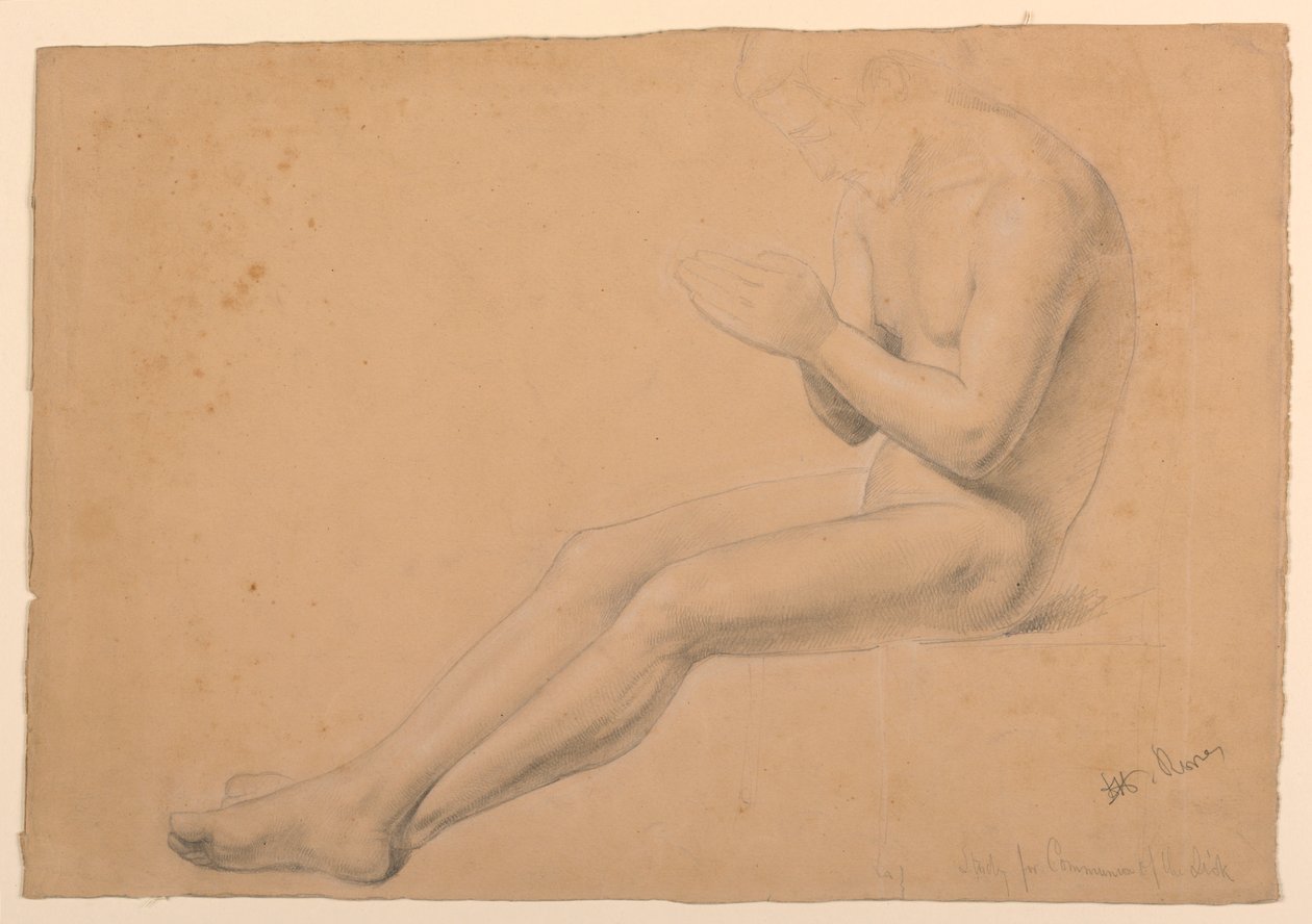 Figurenstudie voor "Communie van de zieken" door Daniel Huntington