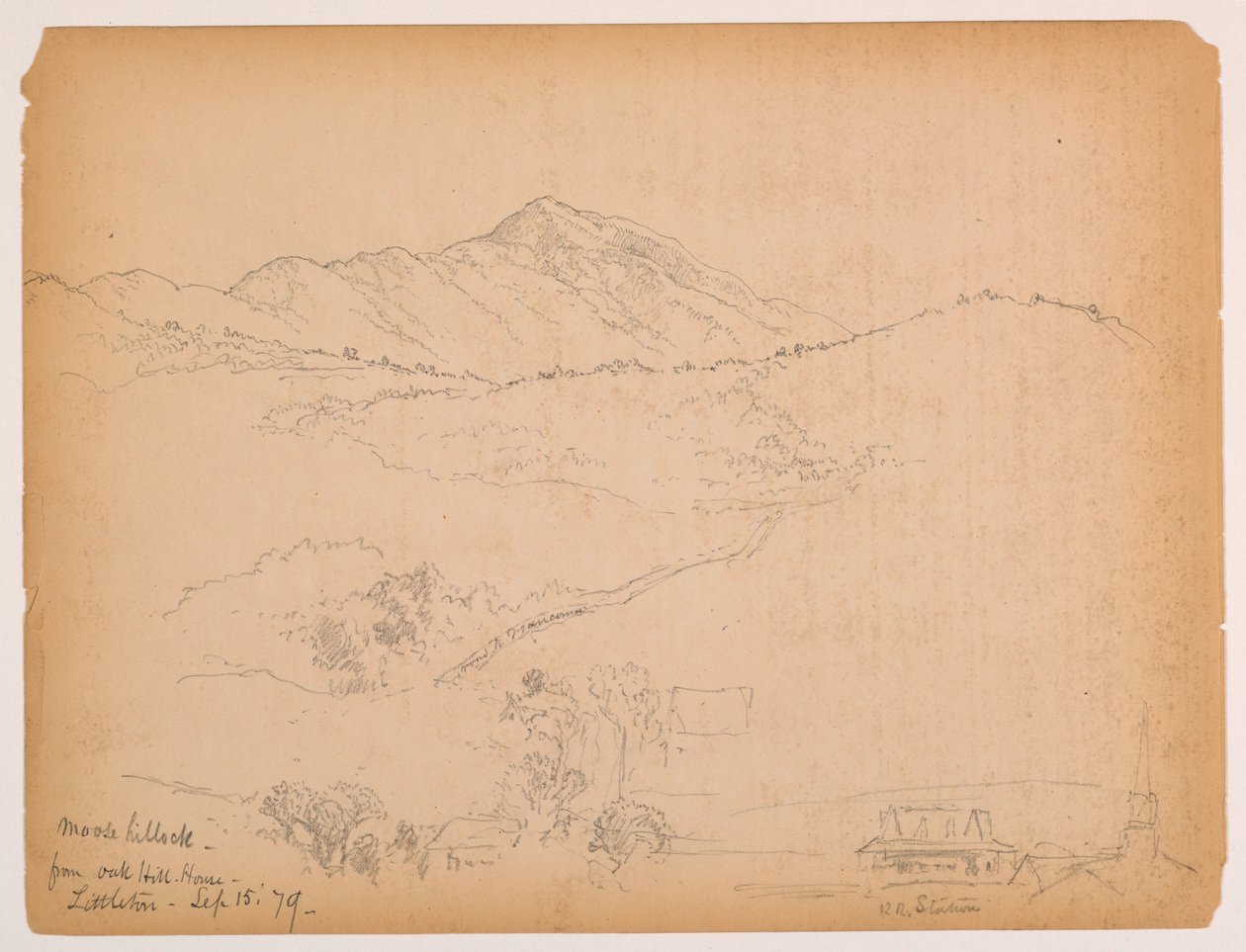Moose Hillock vanaf Oak Hill House, Littleton, New Hampshire door Daniel Huntington