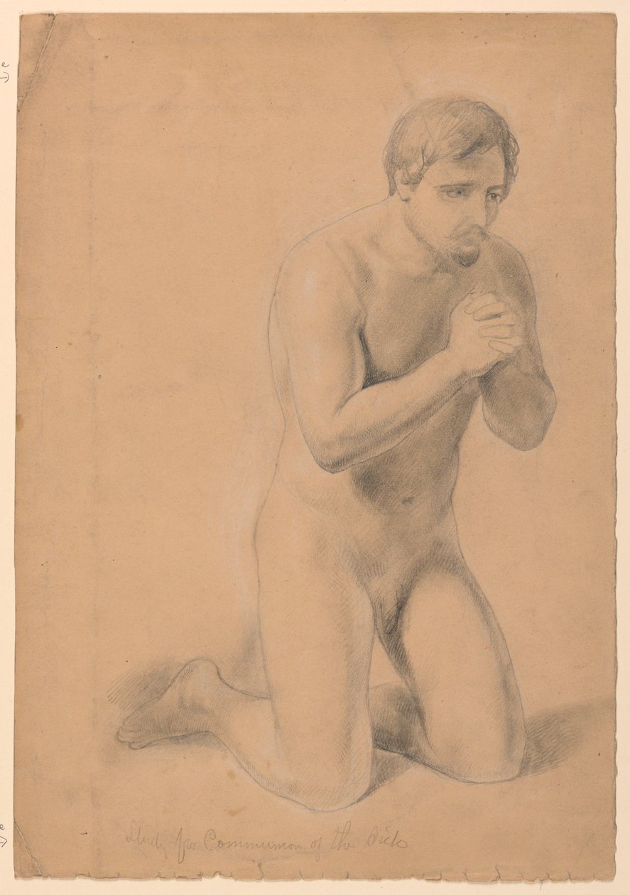 Naakte mannelijke figuur, studie voor "Communion of the Sick" door Daniel Huntington