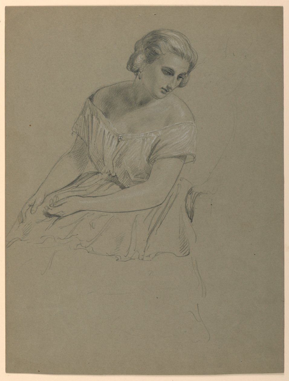 Studie van zittende vrouw voor "Het Republikeinse Hof" (Lady Washington
