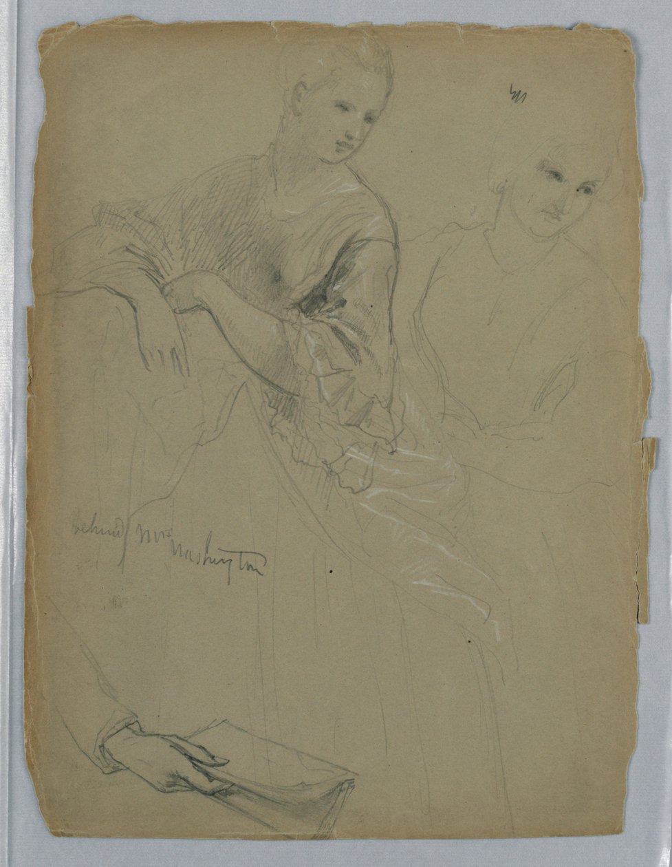 Studie van staande vrouw voor "Het Republikeinse Hof" (Lady Washington