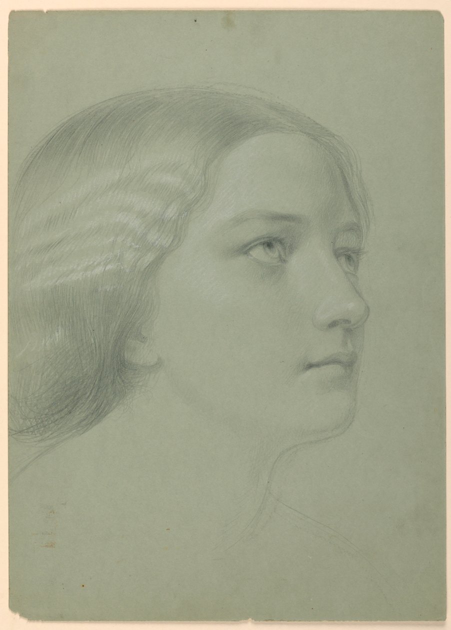 Studie van een vrouwenhoofd voor "Een Magdalena" door Daniel Huntington