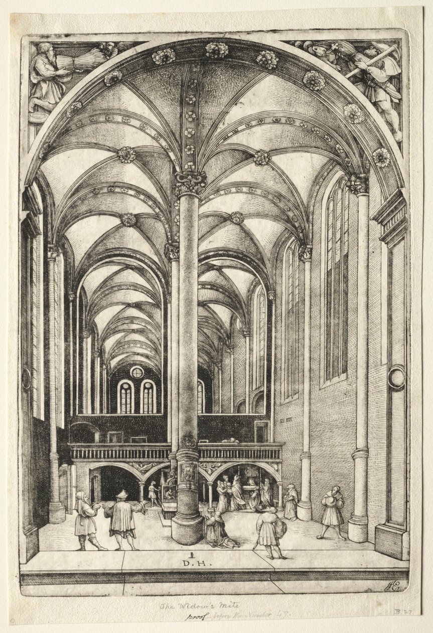 Uitzicht in het interieur van de St. Catharinakerk in Augsburg door Daniel I Hopfer