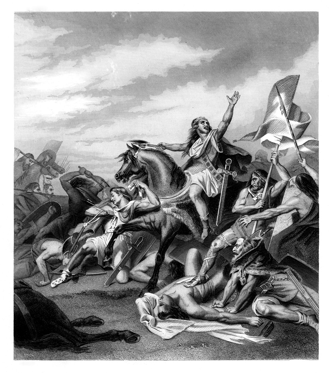 Slag bij Tolbiacum, 496 AD, 1875 door Daniel John Pound