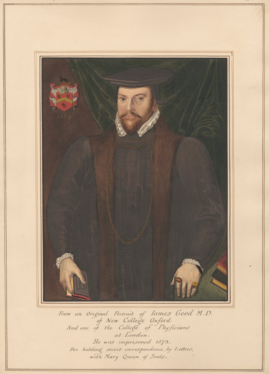 Portret van James Good, M.D. van New College Oxford door Daniel Lysons