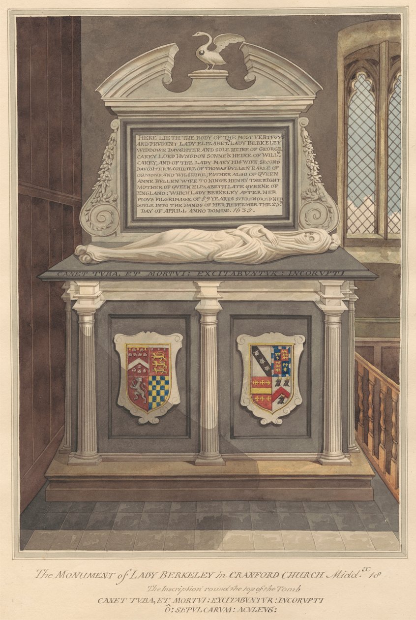 Graf van Lady Elizabeth Berkeley uit Cranford Church door Daniel Lysons