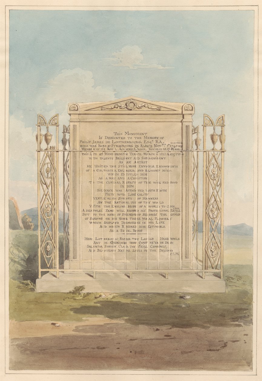 Graf van Philip James de Loutherbourg, van Chiswick Churchyard door Daniel Lysons