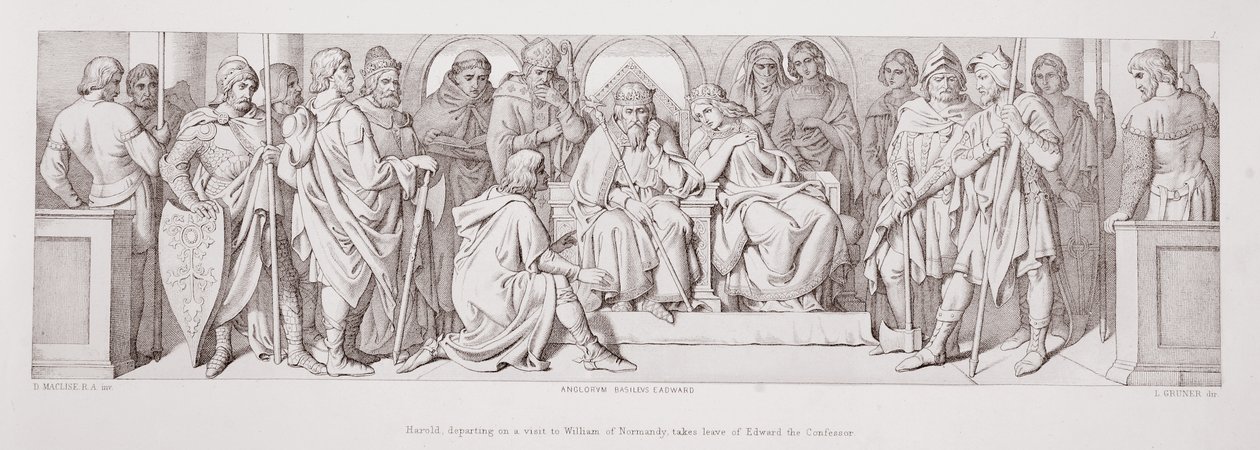 Harold, vertrekkend op bezoek bij Willem van Normandië, neemt afscheid van Edward de Belijder, uit 