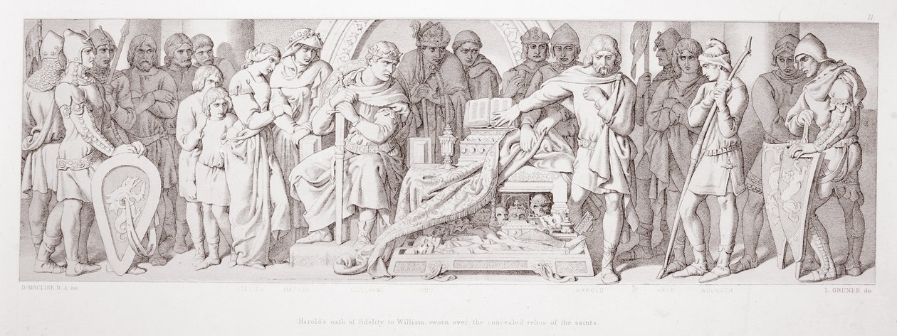 Harolds eed van trouw aan Willem, gezworen over de verborgen relieken van de heiligen, uit 