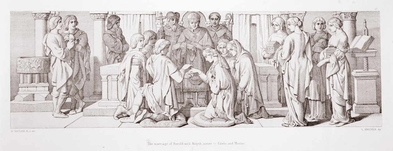 Het huwelijk van Harold met Aldyth, zus van Edwin en Morcar, uit 