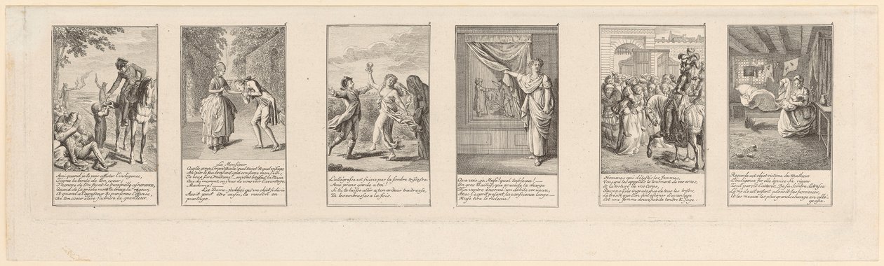 6 van de 12 bladen met morele en satirische inhoud, deel 2 door Daniel Nikolaus Chodowiecki