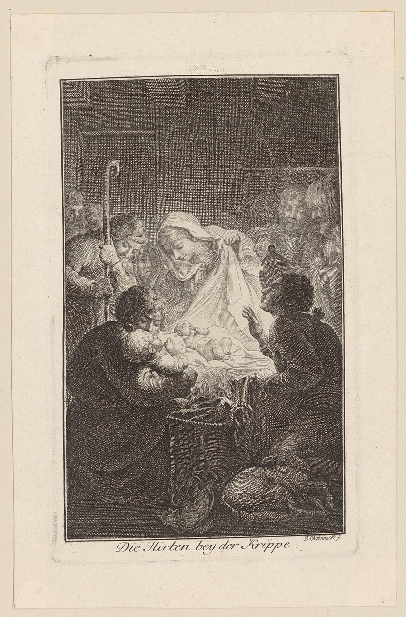 De aanbidding van de herders door Daniel Nikolaus Chodowiecki