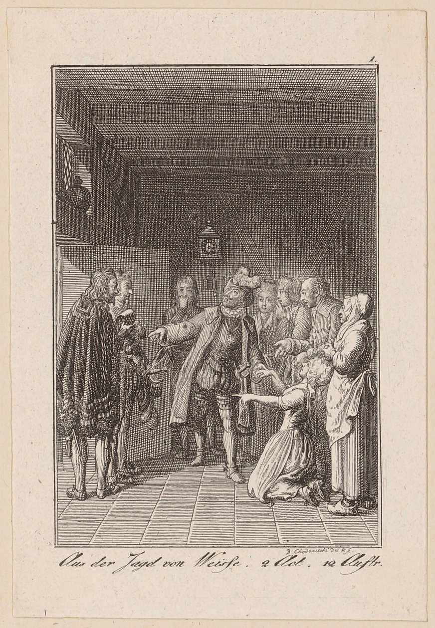 Uit de jacht van Weisse door Daniel Nikolaus Chodowiecki