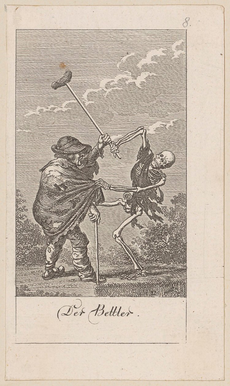 Bedelaar, blad 8 uit de reeks „De dodendans“ door Daniel Nikolaus Chodowiecki