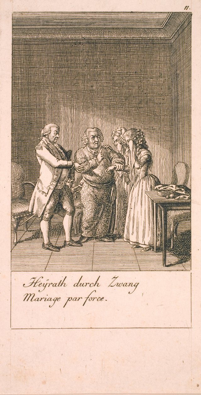 Motieven voor huwelijk en hun gevolgen. Bl. 7 door Daniel Nikolaus Chodowiecki