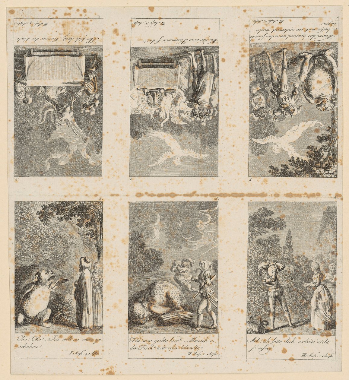Bladen 4-9 bij Shakespeares ‘De storm’ door Daniel Nikolaus Chodowiecki