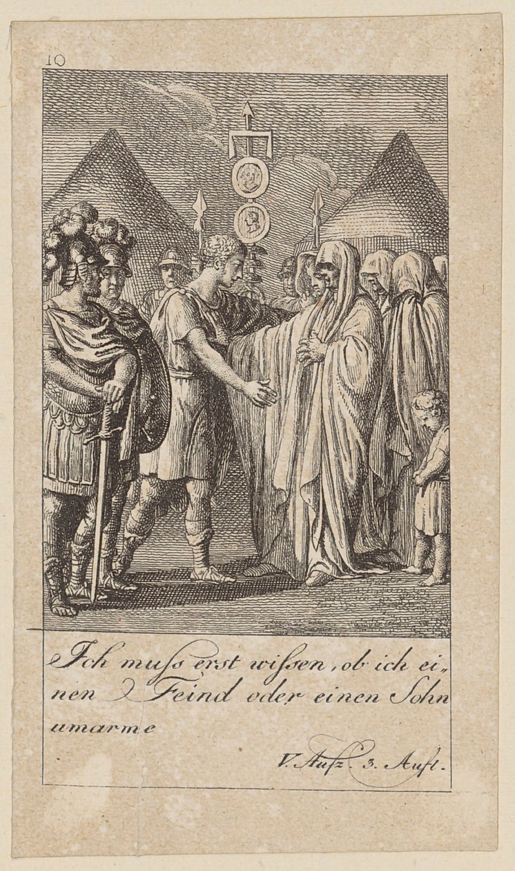 Blad 10 bij Shakespeares "Coriolanus" door Daniel Nikolaus Chodowiecki