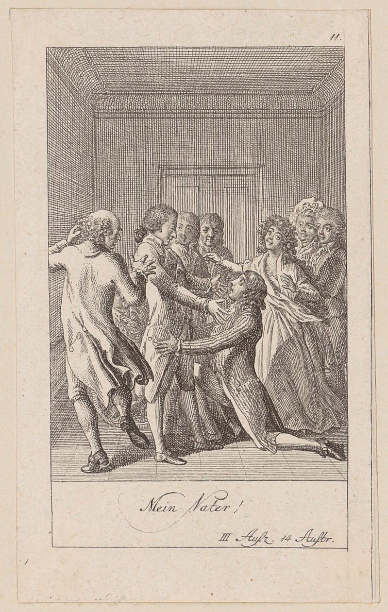 Plaat 11 bij August von Kotzebues "De Indianen in Engeland" door Daniel Nikolaus Chodowiecki